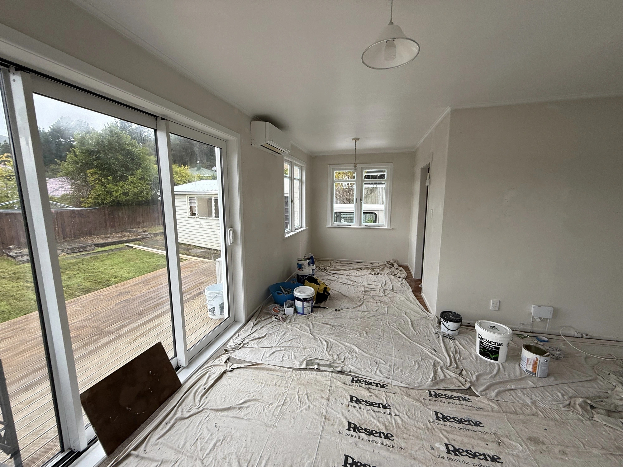 During stage project workflow with prep and coating in progress